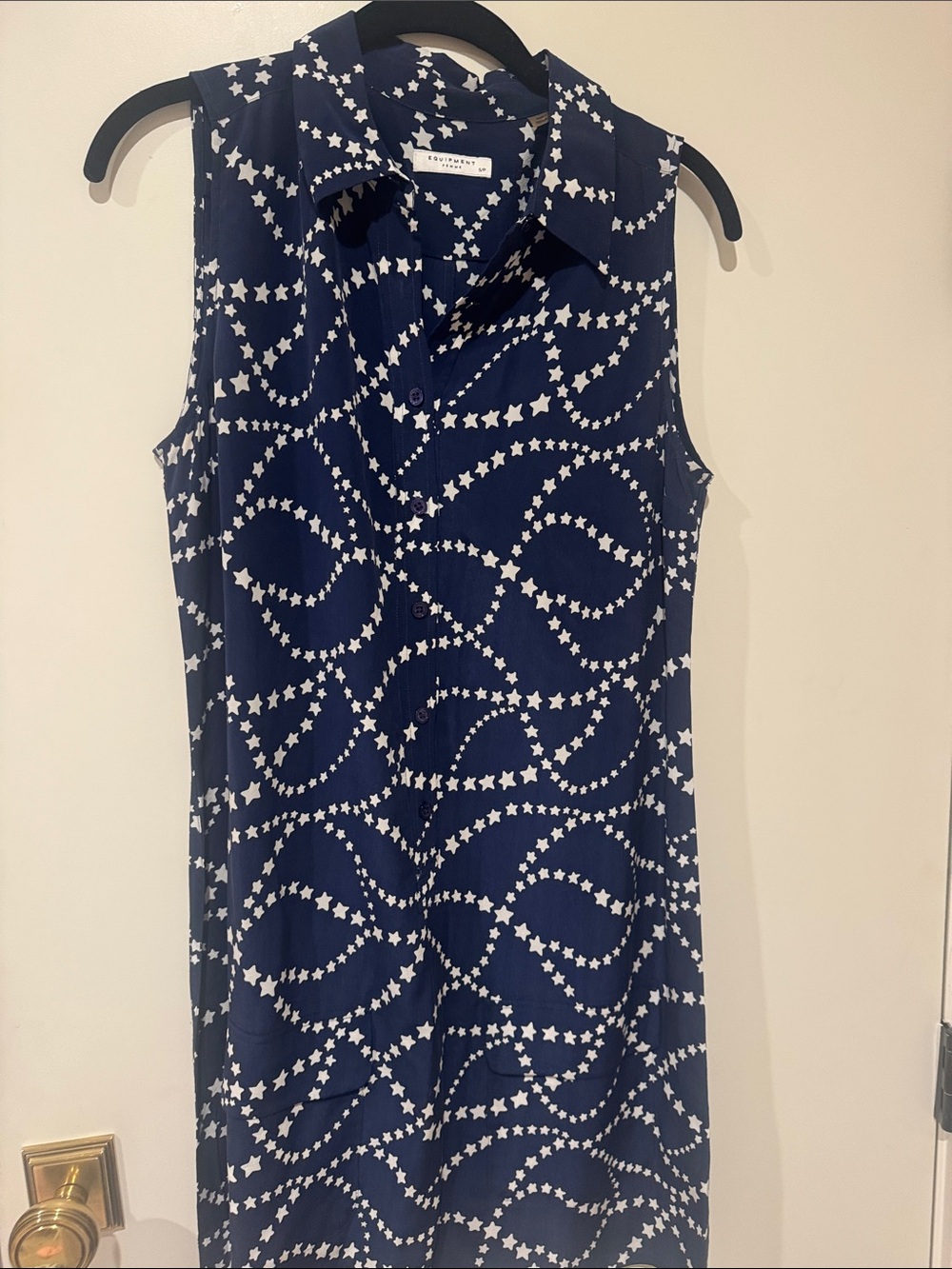 Equipment Navy and White Star-Print Sleeveless Button Tunic